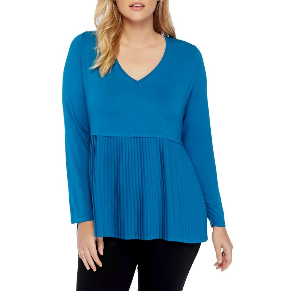 NWT Women Plus Size 2X or 3X Limited Collection Mixed Media Pleat Detail Blouse